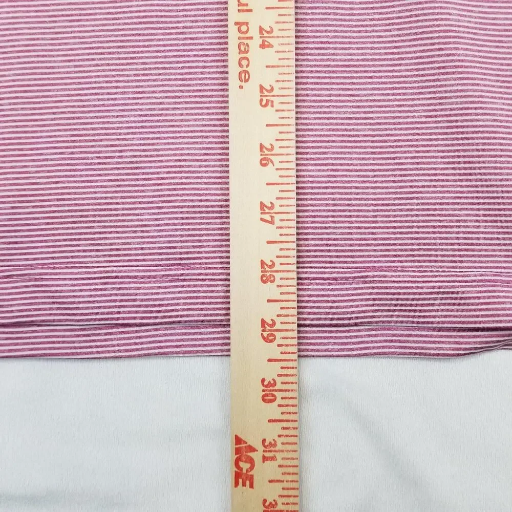 Adidas Polo Shirt Mens Large Pink Striped Whistling Straits Golf Shirt